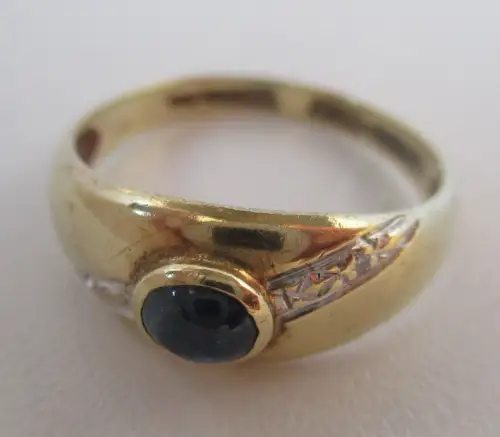 hochwertiger 585er Gold Ring mit Topas und 2 Diamanten (116968)