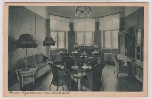 14175 Ak Unterer Tagesraum mit Bibliothek. Benneckenstein im Harz. 1938