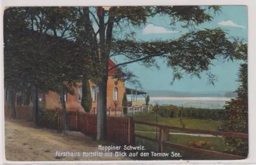 30890 Ak Ruppiner Schweiz. Forsthaus Rottstiel mit Blick auf den Tornow See.1913
