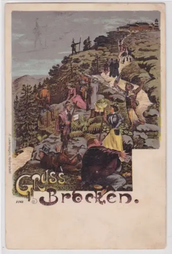 17247 Lithographie Künstler Ak Gruss vom Brocken um 1905