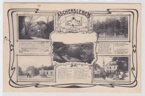 51593 Mehrbild Ak Aschersleben - Burgruine, Bismarckstein, Brunnen 1910