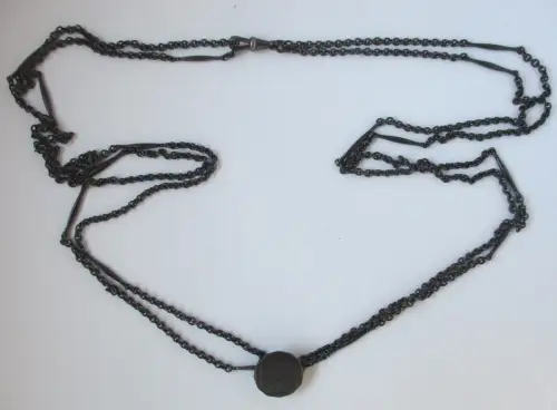 Antik Uhrenkette Eiserne Zeit 1916 geschwärzt 24,5 g/ca.76 cm (134765)