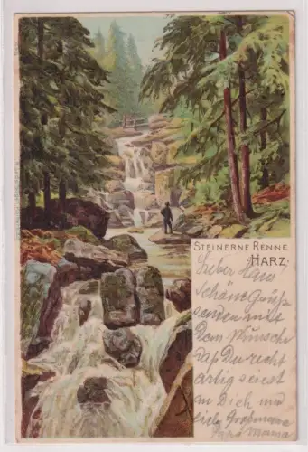 62828 Lithographie Ak Steinerne Renne im Harz 1901