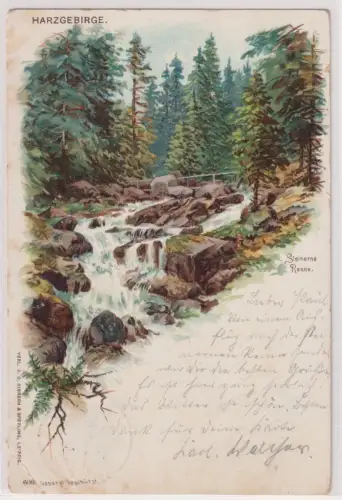 88811 Lithographie Ak Steinerne Renne im Harzgebirge 1898