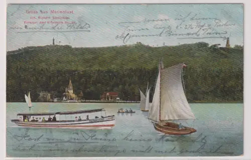 03602 Ak Gruss aus Marienlust am Langen See, Inh. Richard Streichhan 1908