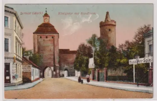 73891 Ak Bernau (Mark). Königstor mit Rundturm. 1914