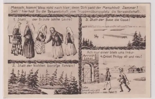 906723 Humor Militär Ak  1. WK Vergleich Truppenübungsplatz, ziviles Leben 1928