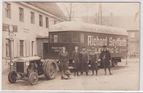 17693 Foto Ak Leipzig Transport Firma Richard Seyffarth mit Fordson um 1930
