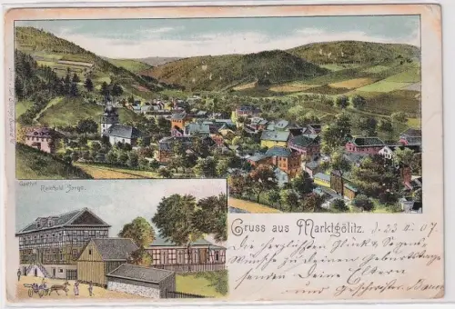 97542 Mehrbild Ak Gruß aus Marktgölitz Totalansicht, Gasthof 1907