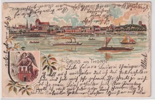 72615 Ak Lithographie Gruß aus Thorn Toruń an der Weichsel 1902