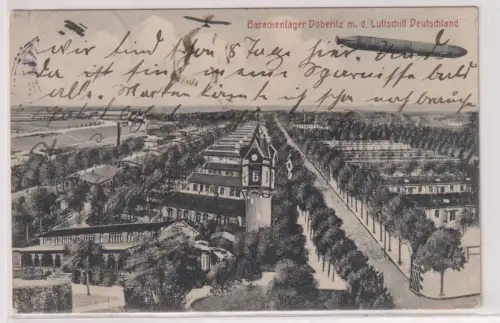 53606 Ak Barackenlager Döberitz mit dem Luftschiff Deutschland. um 1910