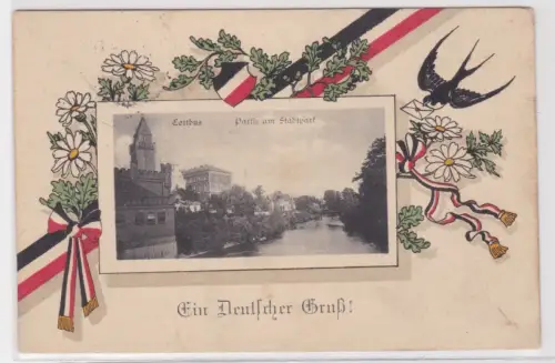 908271 Feldpost Ak Ein Deutscher Gruß! Cottbus - Partie am Stadtpark 1916