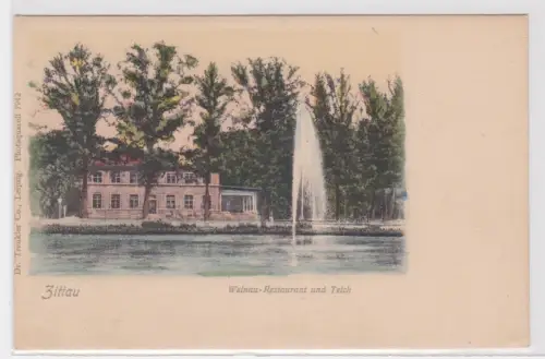 00542 Ak Zittau - Weinau-Restaurant und Teich um 1900