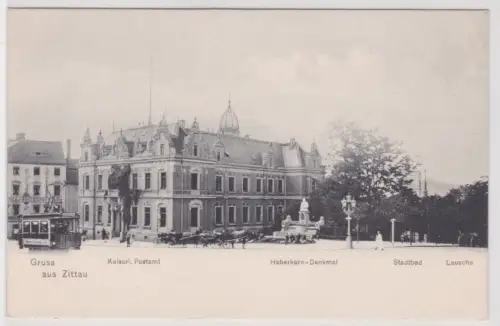 32783 Ak Gruss aus Zittau.Kaiserl. Postamt. Haberkorn-Denkmal. Stadtbad. Lauscha