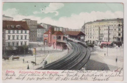 08265 Ak Berlin. Schlesisches-Chor mit Hochbahn. 1905