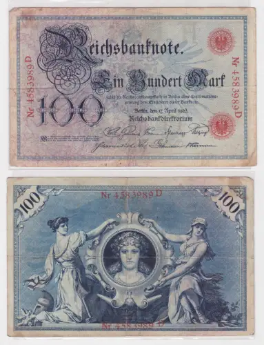 100 Mark Banknote Kaiserreich Deutsches Reich 17.04.1903 (146176)