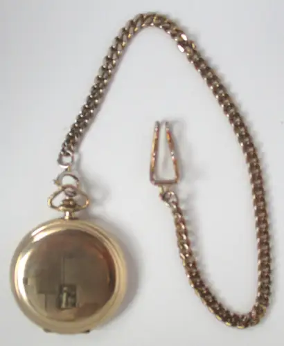 vergoldete Sprunbgdeckel Taschenuhr Rodi & Wienenberger ANKER +Uhrkette (120614)