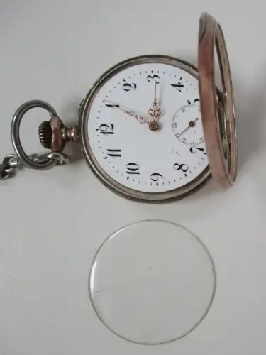 elegante Lépine Herren Taschenuhr 800er Silber mit Uhrkette (158026)