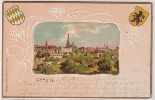 31956 Präge Ak  Löbau in Sachsen. Totalansicht. 1902