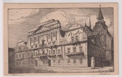 67627 Künstler Ak Güstrow Rathaus 1921 nach einer Radierung