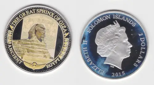 2 Dollar Silber Farbmünze Salomon Inseln Solomon Islands 2015 Sphinx (153256)