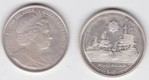 10 Dollar Silber Münze British Virgin Islands Admiral H. Nelson 2005 (121399)