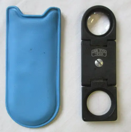 Carl Zeiss Jena Lupe Klapplupe Fadenzähler Weberglas mit Etui (108217)