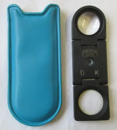 Carl Zeiss Jena Lupe Klapplupe Fadenzähler Weberglas mit Etui (100597)