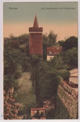 907617 Ak Bernau Alte Stadtmauer mit Pulverturm. 1919