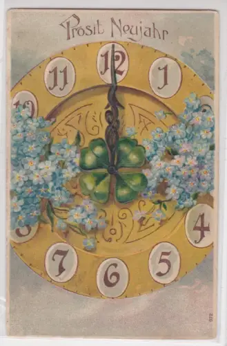 909171 Präge Ak Prosit Neujahr! Uhrzeiger der auf 12 Uhr zeigt 1914