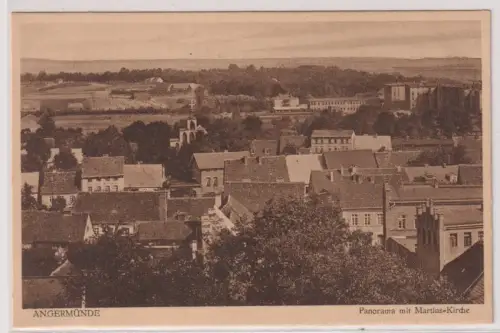 907739 Ak ANGERMÜNDE Panorama mit Martins-Kirche. um 1940