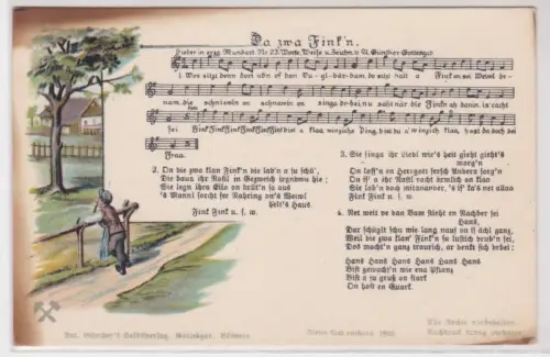 909182 Anton Günther Lied Ak "Da zwa Fink'n" Die zwei Finken um 1905
