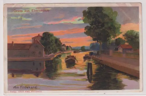 908377 Ak Gruss aus Eberswalde, Am Finowkanal. 1910
