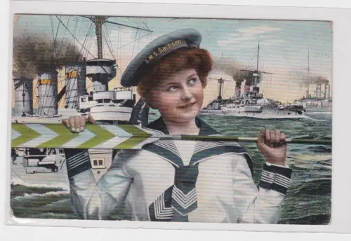 909184 Patriotika Ak kaiserliche Marine S.M.S. Sachsen Kriegsschiffe 1909