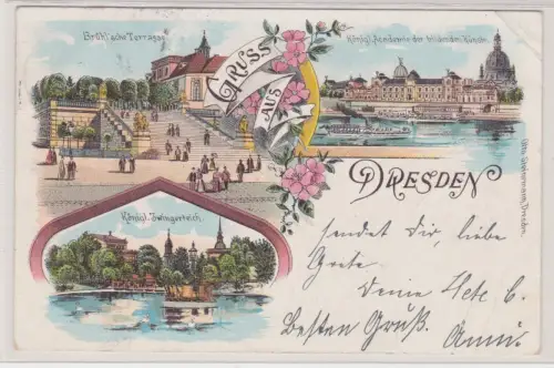 909008 Ak Lithographie Gruß aus Dresden 1897
