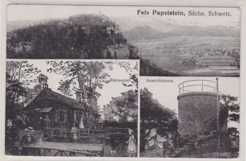 909011 Ak Fels Papststein sächsische Schweiz 1919