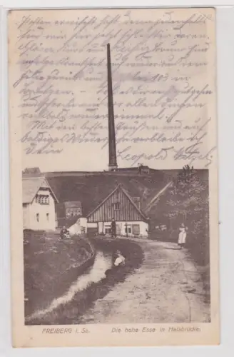 909023 Feldpost Ak Freiberg in Sachsen die hohe Esse in Halsbrücke 1917