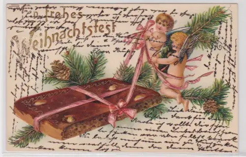 909070 Präge Ak Frohes Weihnachtsfest - Engel verpacken Gepäck 1903