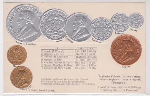 26303 geprägte Ak mit Münzen von Transvaal Südafrika um 1900