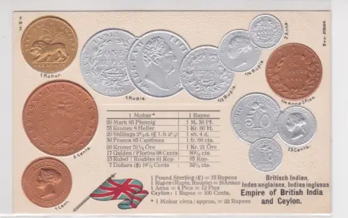 09757 geprägte Ak mit Münzen von Britisch Indien um 1900