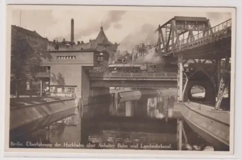 908016 Ak Berlin. Überführung der Hochbahn über Anhalter Bahn und Landwehrkanal.
