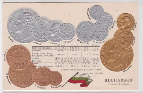 65206 geprägte Ak mit Münzen von Bulgarien Bulgaria um 1910