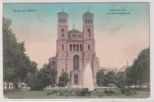 98921 Ak Gruss aus Berlin. Thomaskirche a. d. Mariannenplatz. 1908