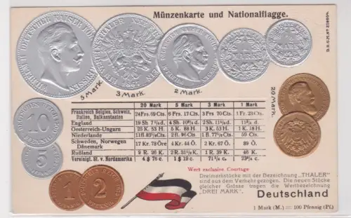 62955 geprägte Ak mit Münzen von Deutschland Germany Allemagne um 1910