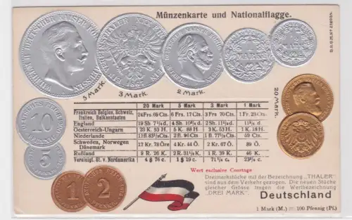 57529 geprägte Ak mit Münzen von Deutschland Germany Allemagne um 1910