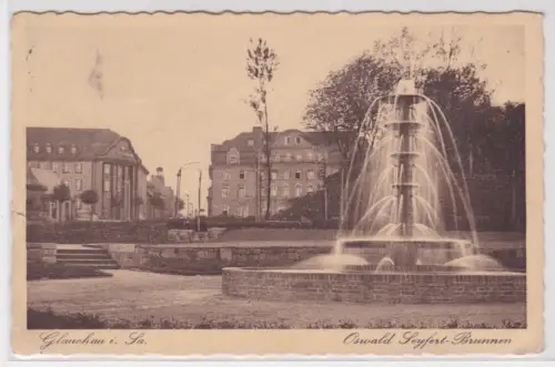 08719 Ak Glauchau i. Sa. - Oswald Seyfert-Brunnen 1935