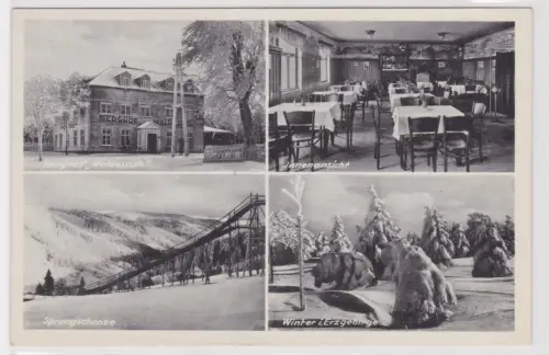 82092 Mehrbild Ak Adolfsgrün - Berghof Waldesruh, Innenansicht, Sprungschanze