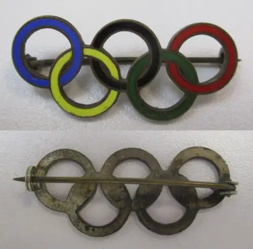 emailliertes Abzeichen Olympiade 1936 Olympische Ringe Besucherabzeichen (155558
