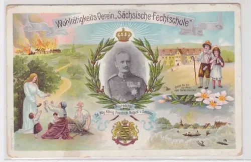 909311 Werbe AK für den Wohltätigkeits-Verein 'Sächsische-Fechtschule' um 1900