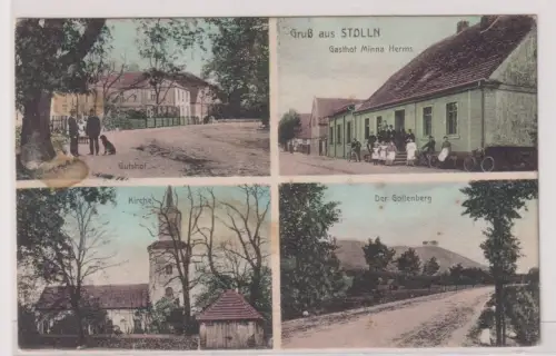 908449 Mehrbild Ak Gruß aus Stölln - Gutshof, Kirche, Gasthof Herms, Gollenberg